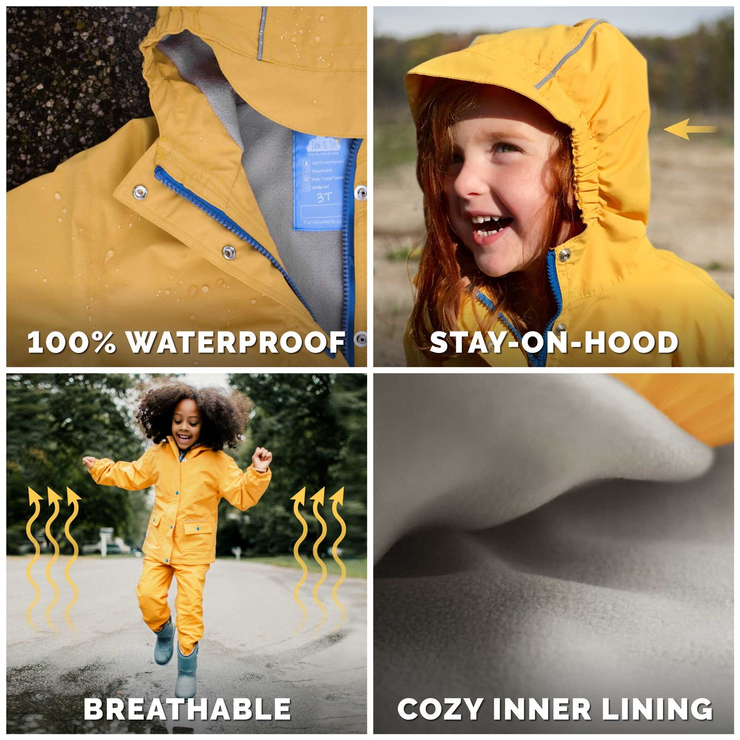 Kids Fleece Lined Rain Jackets | Purple Dream