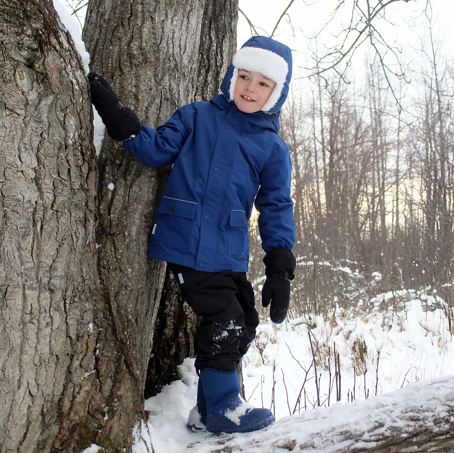 Kids Fleece Lined Rain Jackets | Nebula Blue