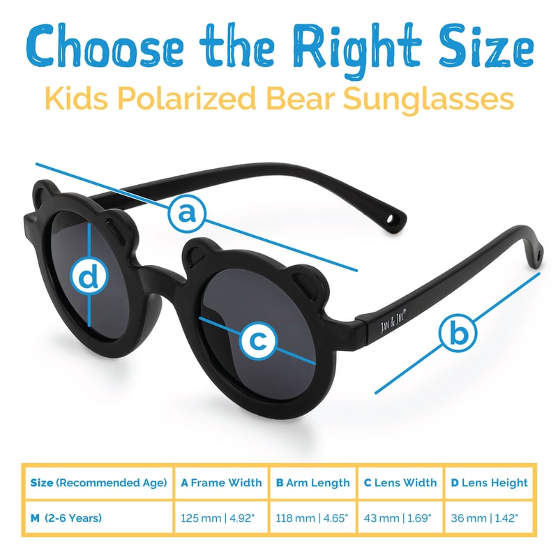 Kids Polarized Bear Sunglasses | Black