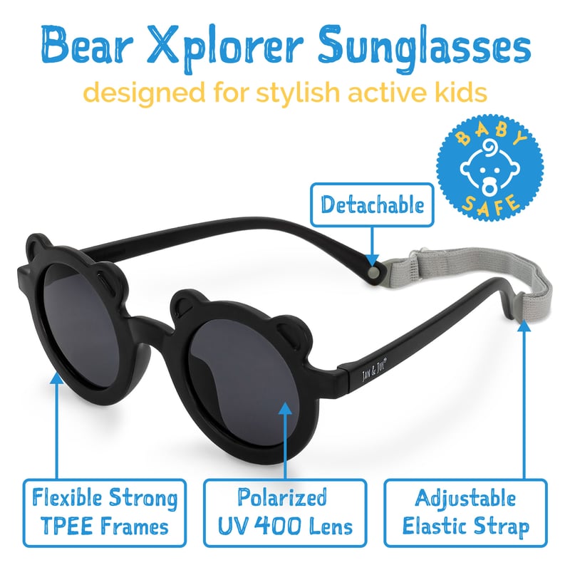 Kids Polarized Bear Sunglasses | Black
