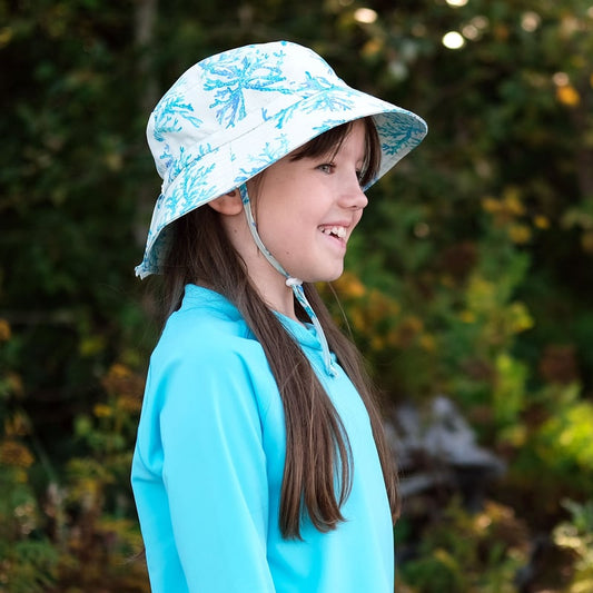 Kids Water Repellent Bucket Hats | Blue Coral