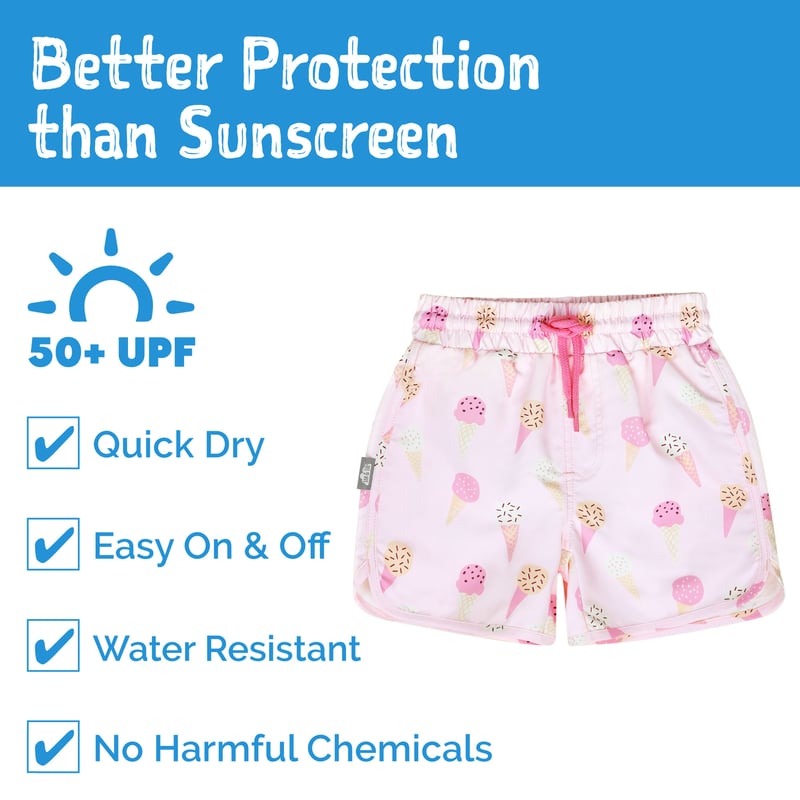 Kids UV Swim Shorts | Pink Ice Cream