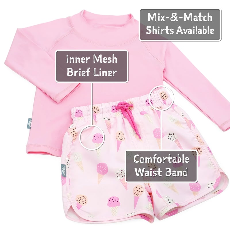 Kids UV Swim Shorts | Pink Ice Cream