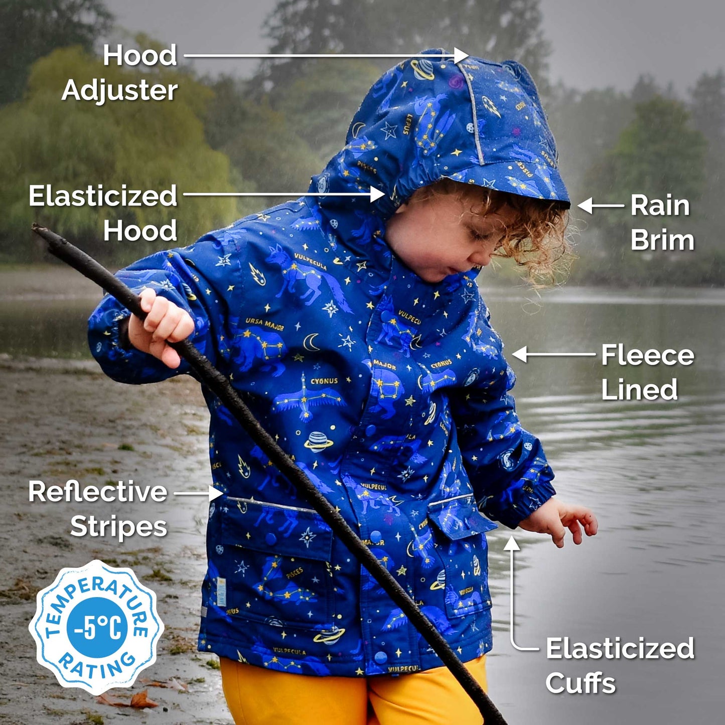 Kids Fleece Lined Rain Jackets | White Tulip