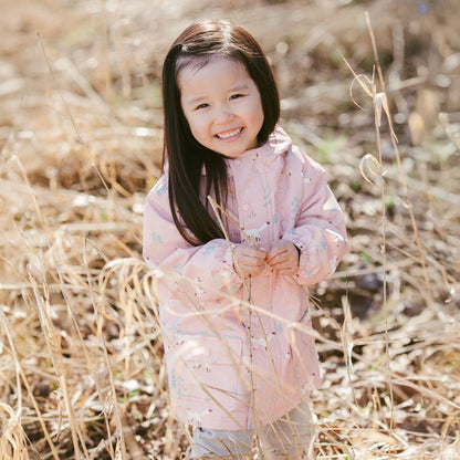 Kids Fleece Lined Rain Jackets | Pink Forest